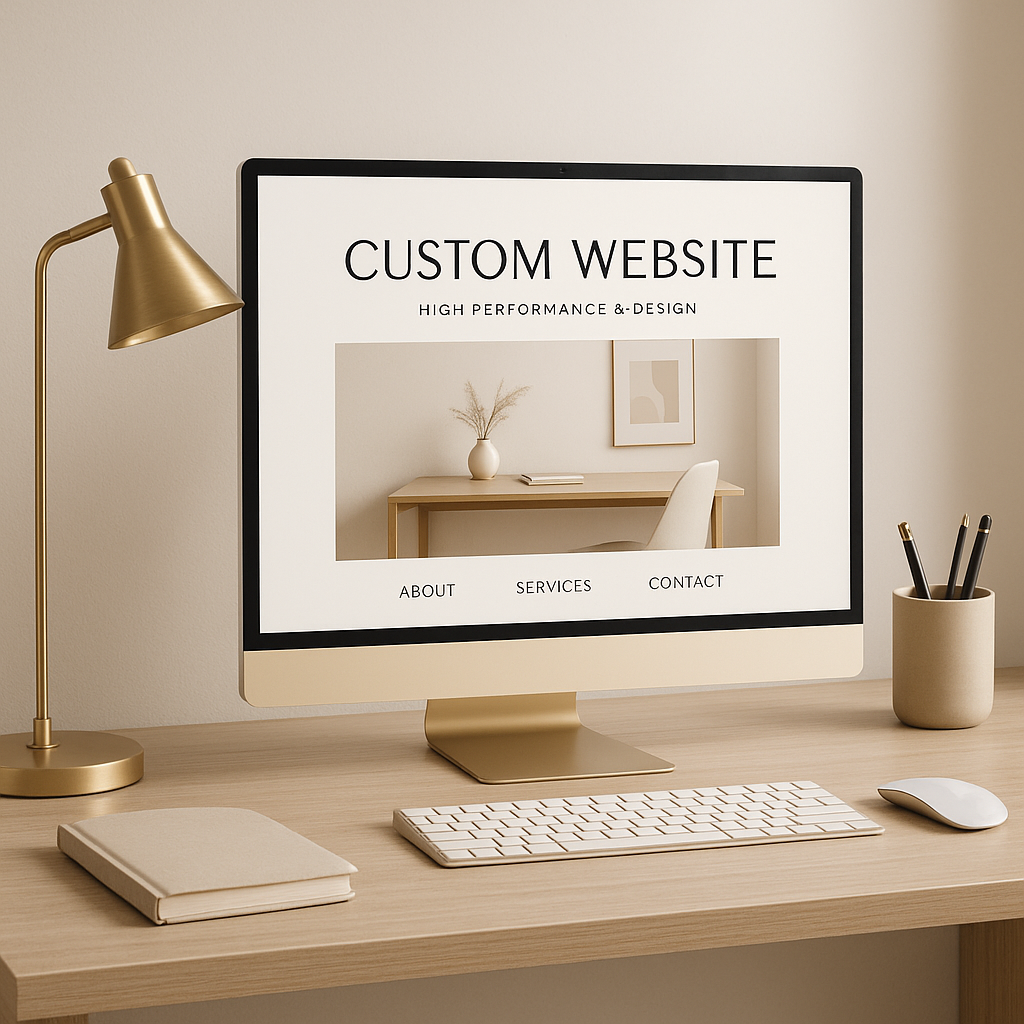 Case Studies 20250818 1313 elegant gold desk setup simple compose 01k2y2295zemvszr79zhffkmkb